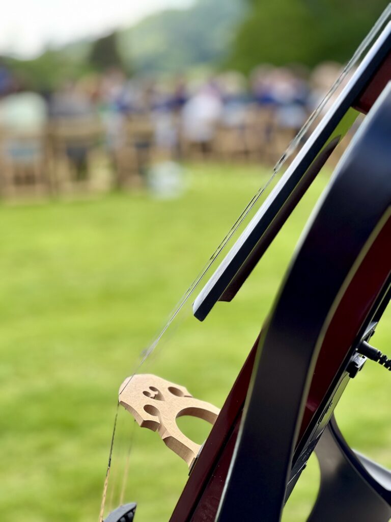 Yamaha Electric Cello being played outside