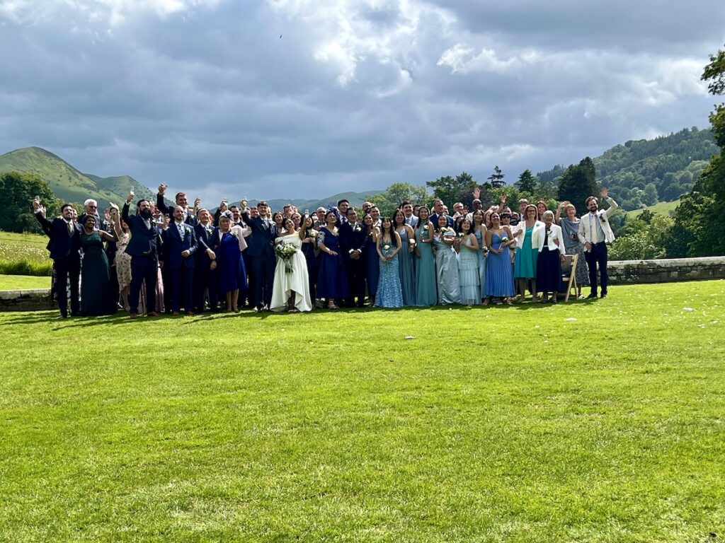 Wedding Group Photo at Plas Dinam in Wales