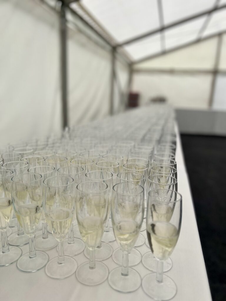 Champagne in glasses at a drinks reception