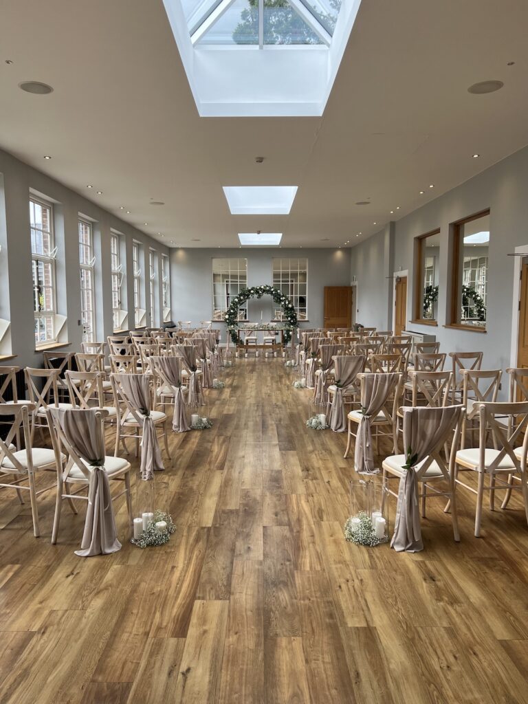 Bredenbury Ceremony Room decorated for a wedding