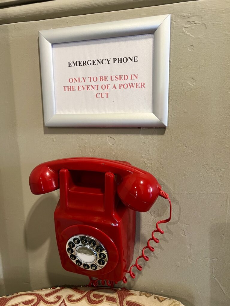 Emergency Telephone in red at Huntsham Court