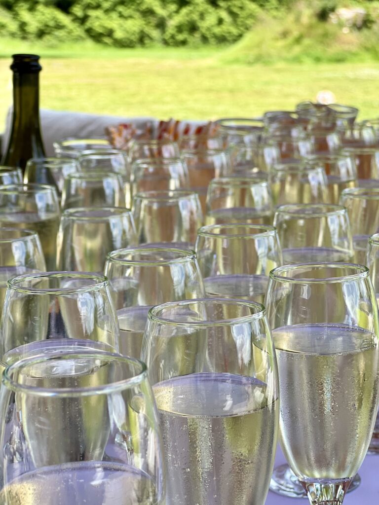 Drinks reception champagne glasses