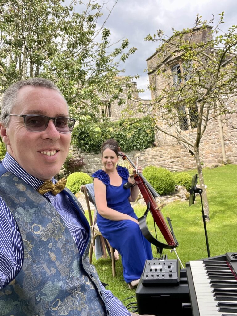 Wedding Musicians outside in Skipton - pIano and cello