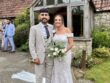 Wedding couple at Priston Mill, Somerset