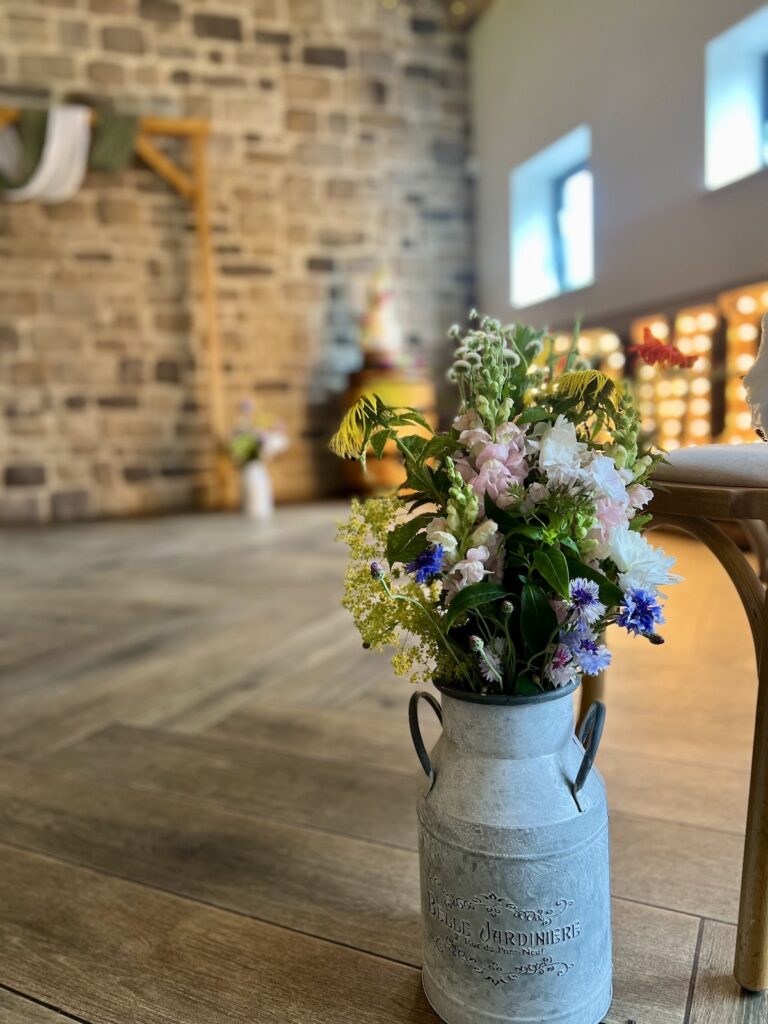 Wedding flowers at Stretton Manor Barn