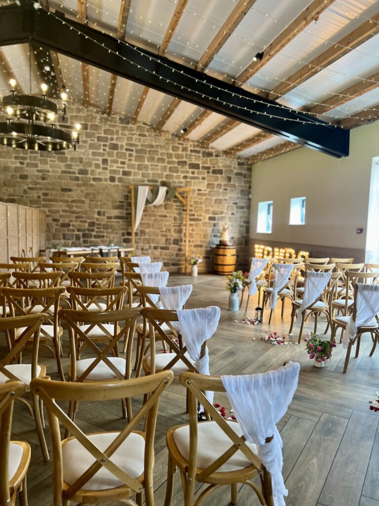 Ceremony setup at Stretton Manor Barn