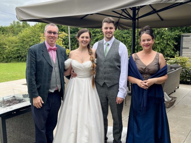 JAM Duo with wedding couple at Stretton Manor Barn