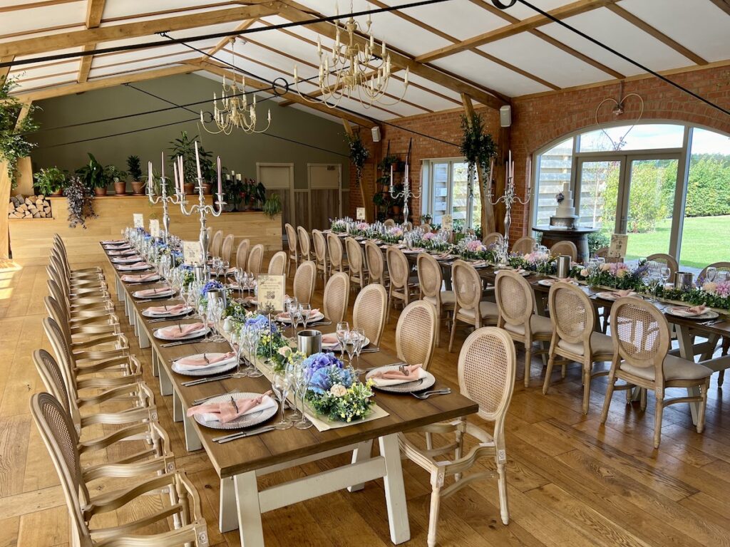 Wedding meal room at Cider Mill Barns