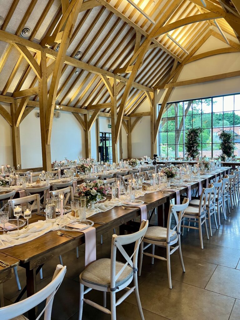 Wedding Meal Setup by Etiquette Events - The Post Barn Newbury