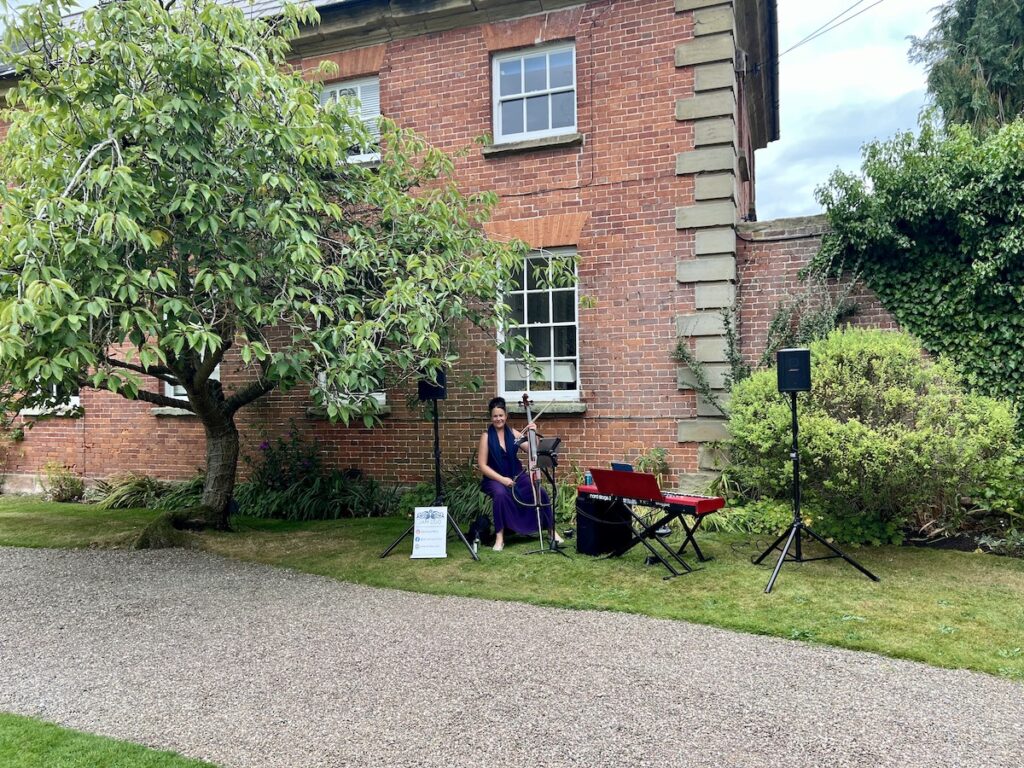 Cello and Piano set up at Davenport House wedding venue