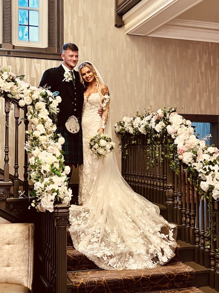 Bride and Groom at Hetland Hall Hotel in Scotland