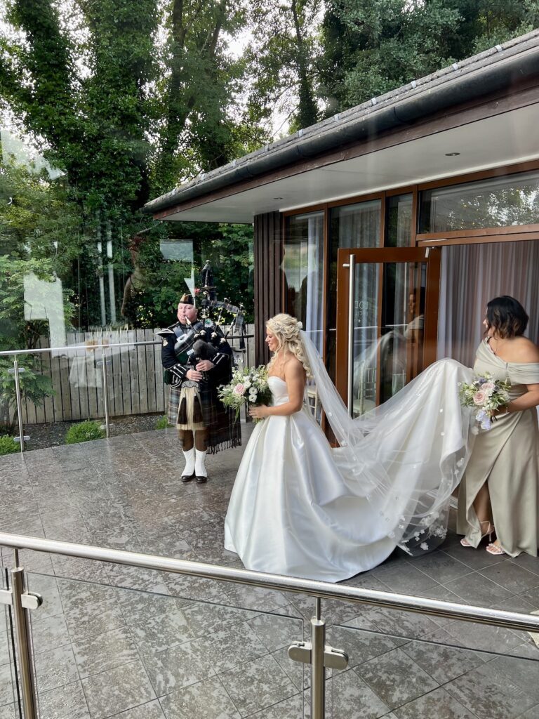 Bride and Piper in Scotland