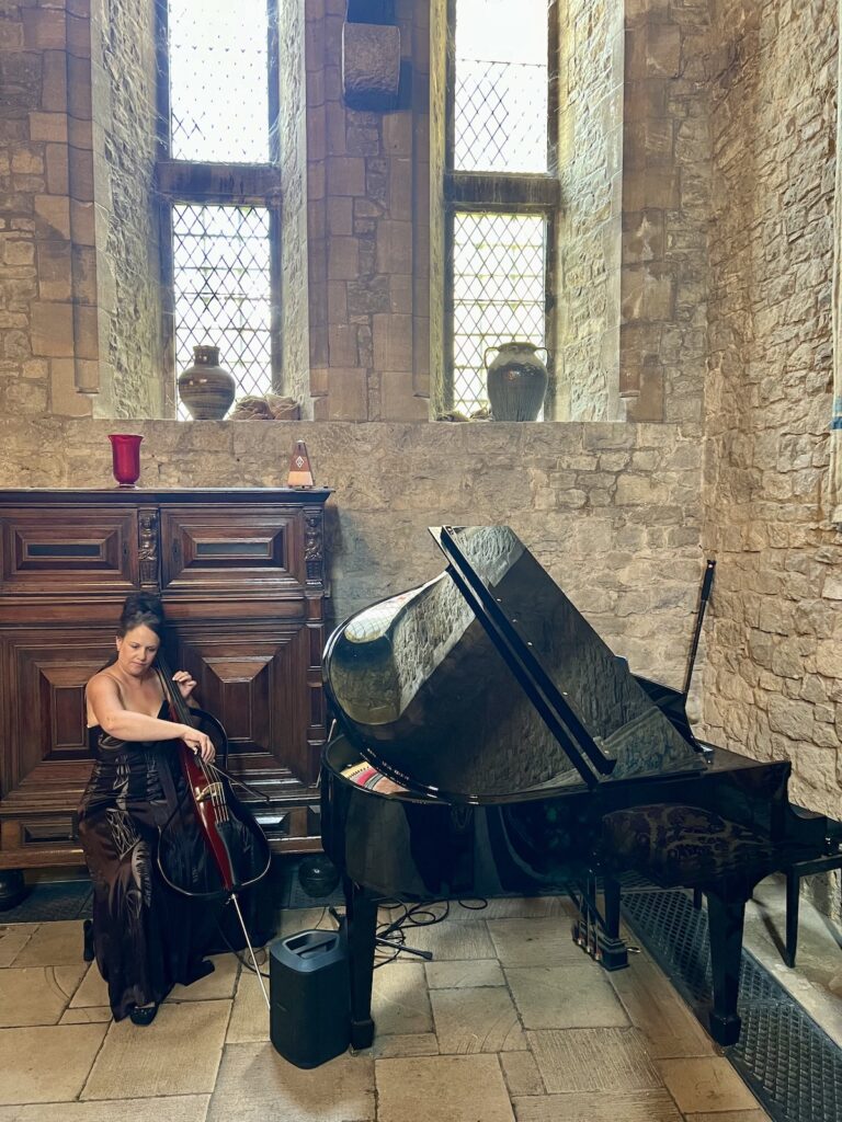 Anne Marie Cellist for JAM Duo with a grand piano and Yamaha electric cello