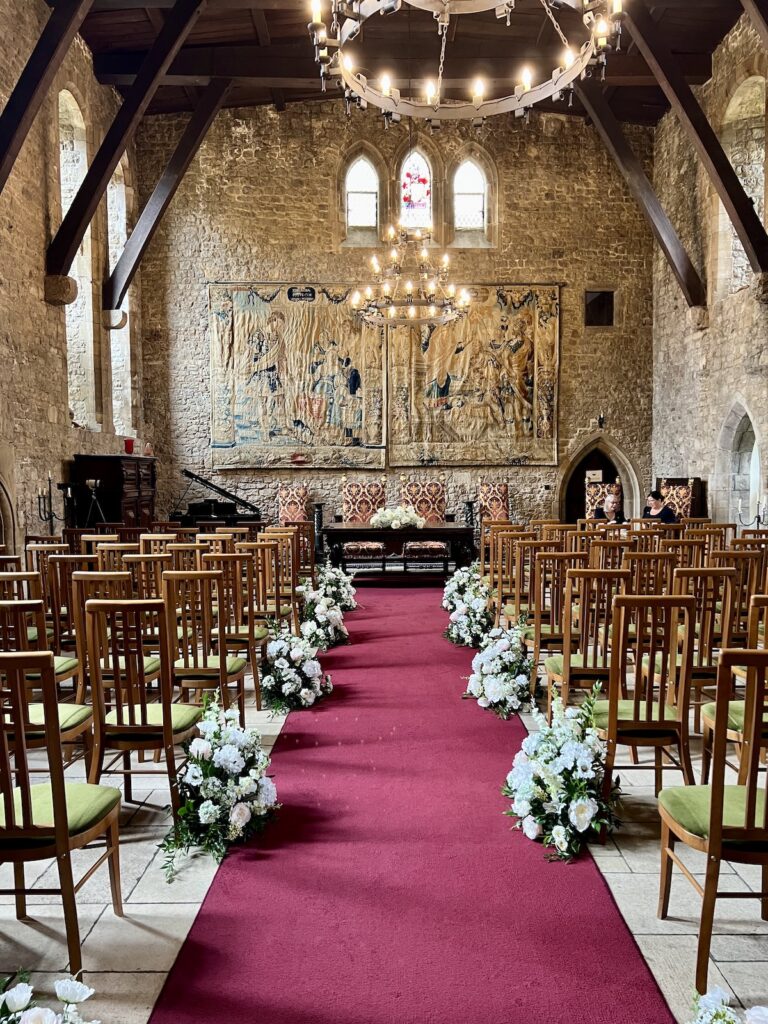 Allington Castle Maidstone interior set up for a wedding