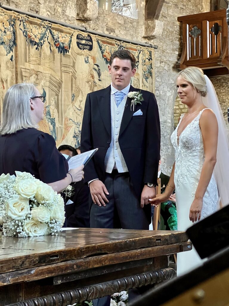 Wedding couple at their ceremony