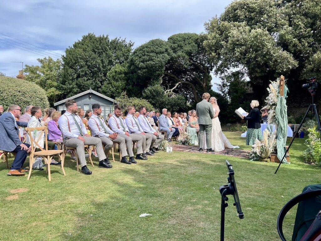 Wedding outside at Titchwell manor Norfolk