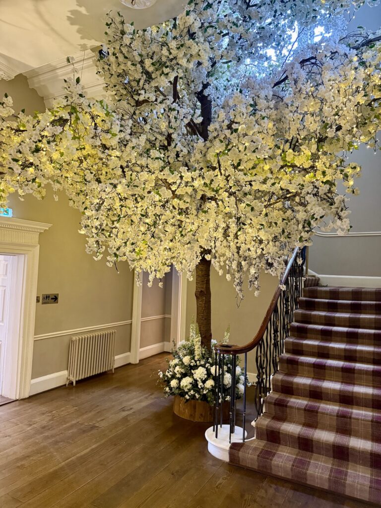 Wedding tree indoors at Bawtry Hall near Doncaster