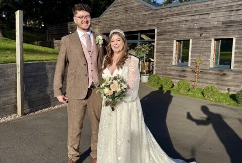 Wedding Couple at Bredenbury Court Barns in West Midlands