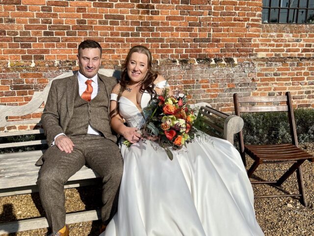 Bride and Groom at Godwick Hall Norfolk