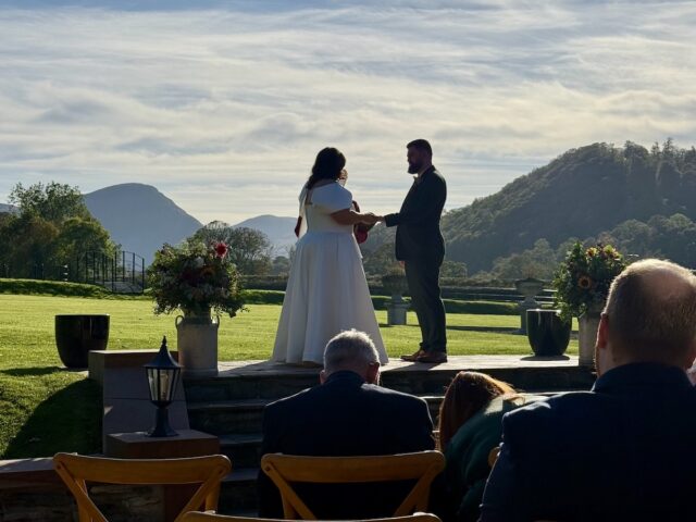 Bride and Groom at New House Farm in the Lake District