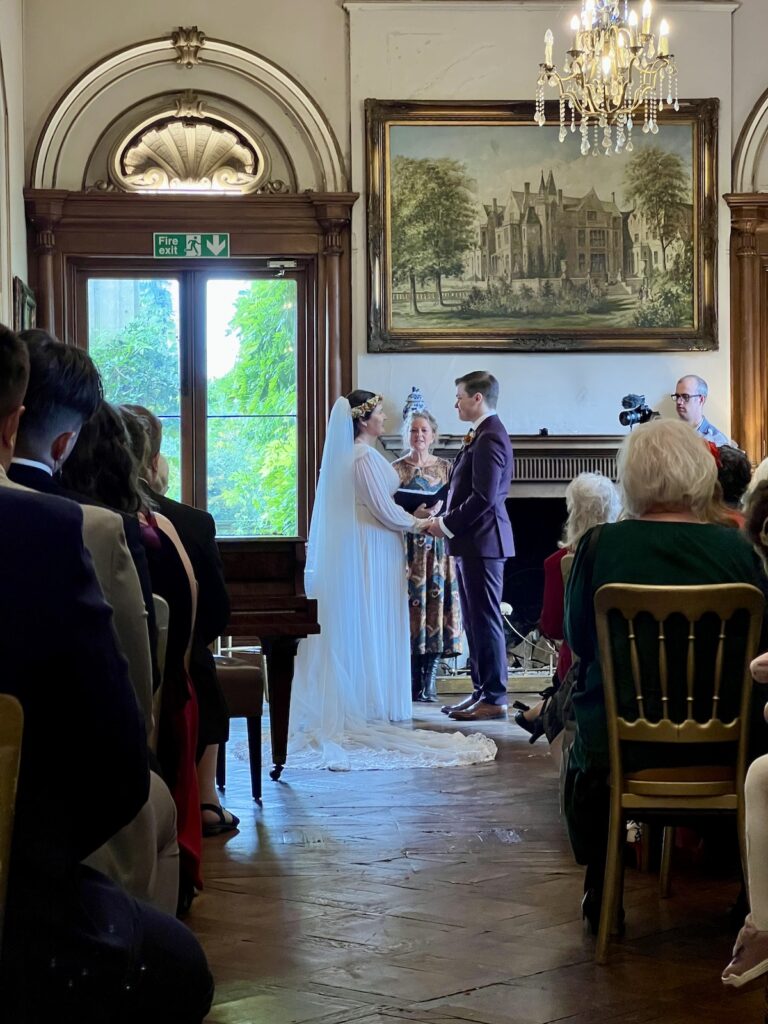 Bride and Groom Ceremony at Orcharleigh House near Frome in Somerset