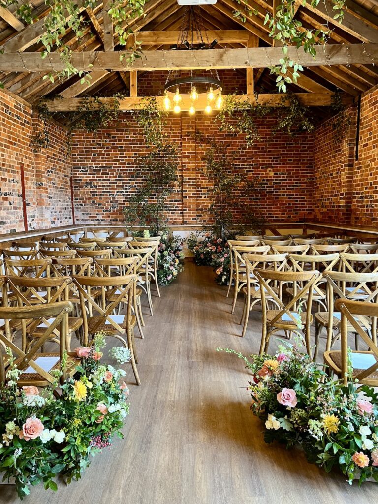 Wedding ceremony room at Ridgeway Barns