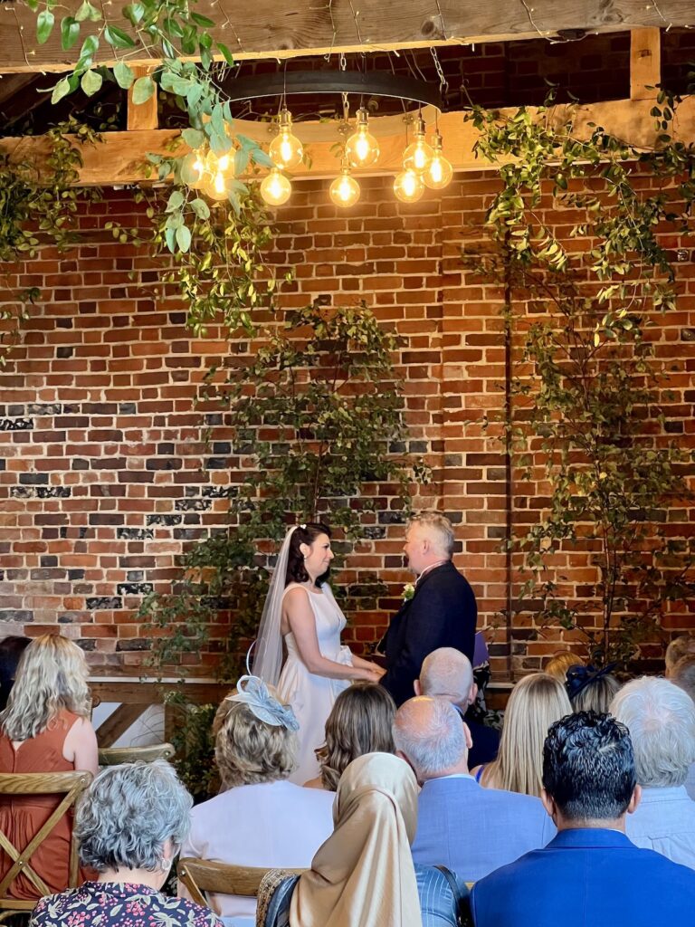 Wedding Ceremony in Wiltshire in a barn