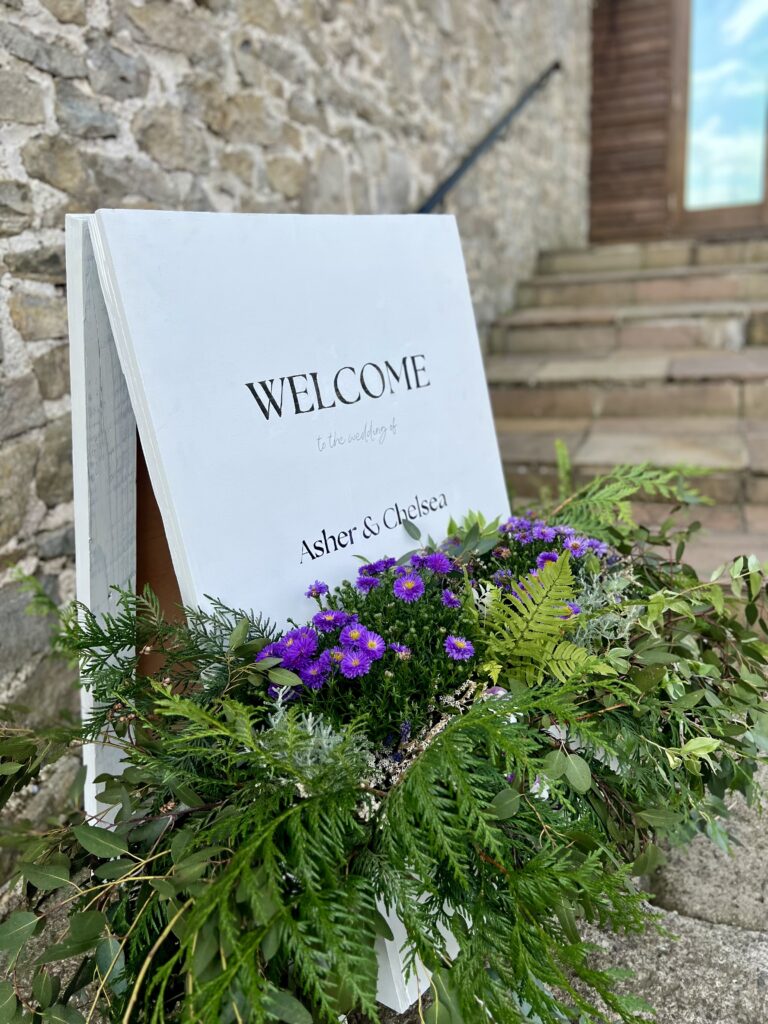 Welcome Sign Asher and Chelsea Welsh Wedding