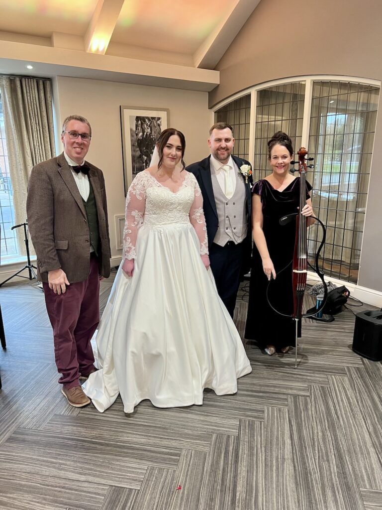 JAM Duo with bride and groom at Coleshaw Hall