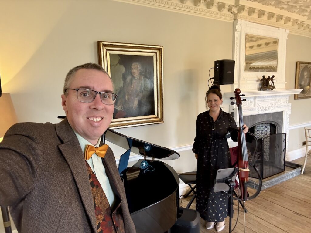 JAM Duo Wedding Musicians Cello and Piano at Chilston Park Hotel