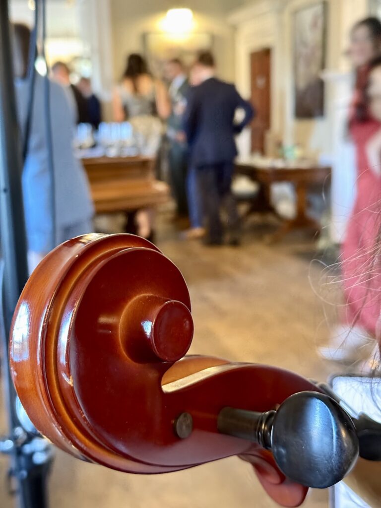 Drinks Reception with Cello Scroll at Chilston Park Hotel