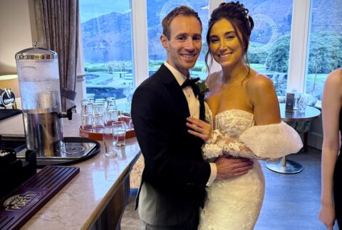 Wedding Couple Bride and Groom at Inn on the Lake Ullswater and Cumbria.