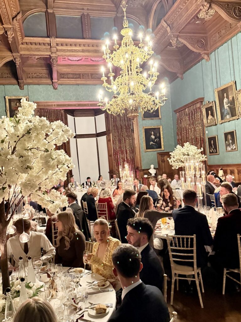 Guests at a wedding breakfast at Knowsley Hall Liverpool