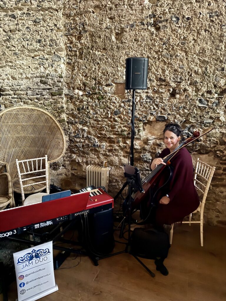 Anne Marie Cellist for Weddings at Pentney Abbey in North Norfolk