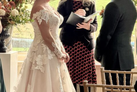 Bride and Groom getting married with a registrar at Plas Dinam