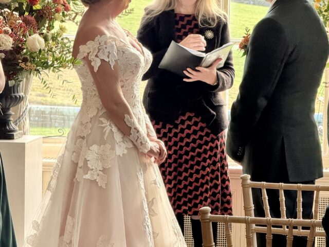 Bride and Groom getting married with a registrar at Plas Dinam