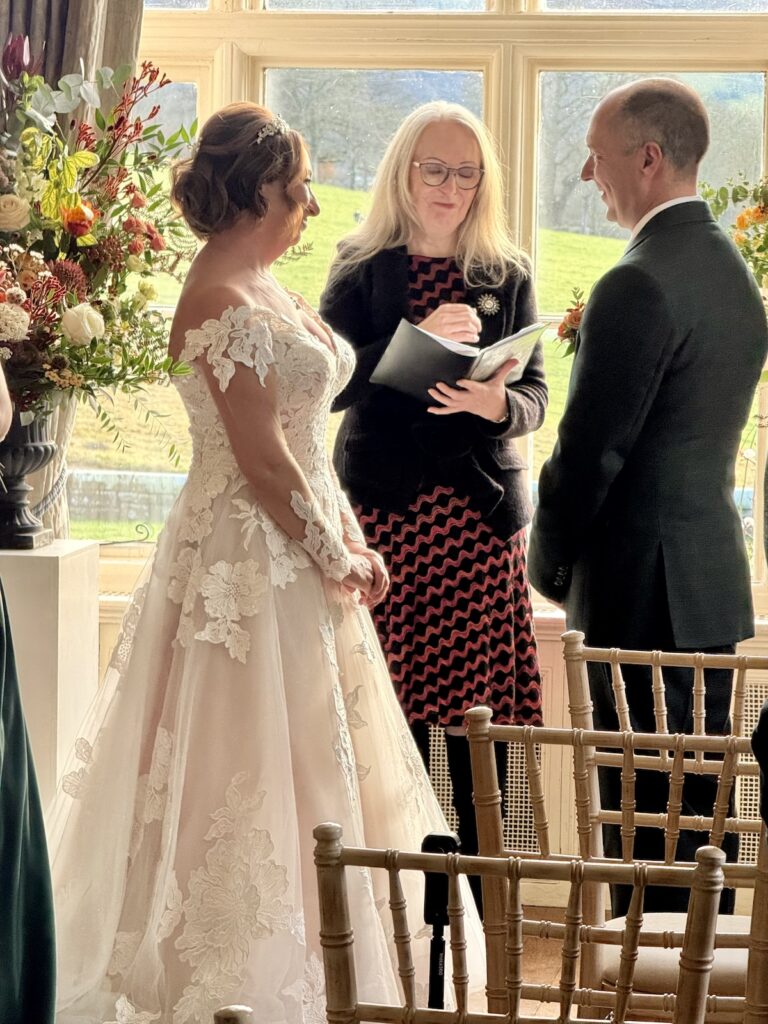 Bride and Groom getting married with a registrar at Plas Dinam