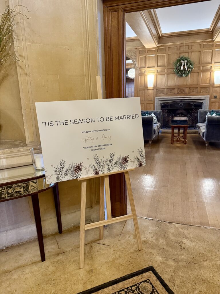 Wedding Sign at Coombe Lodge Blagdon in Somerset