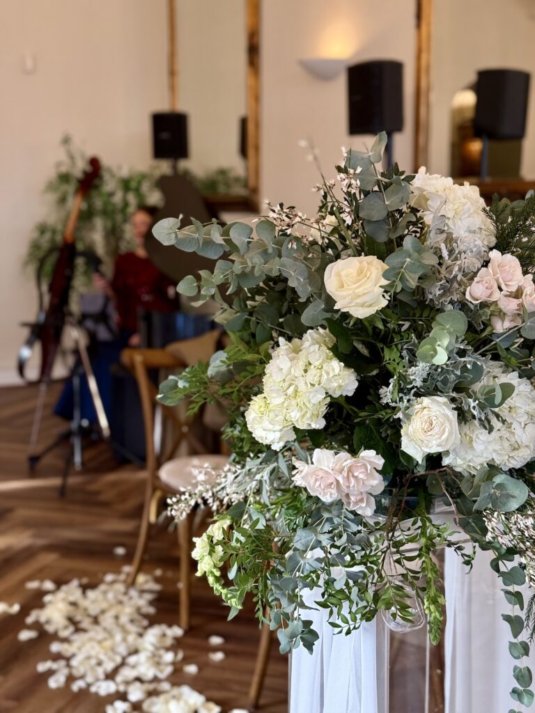 Wedding Flowers and JAM Duo at Horton Grange Country House in Northumberland