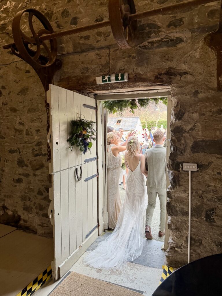 Bride and Groom confetti Shot in Wales