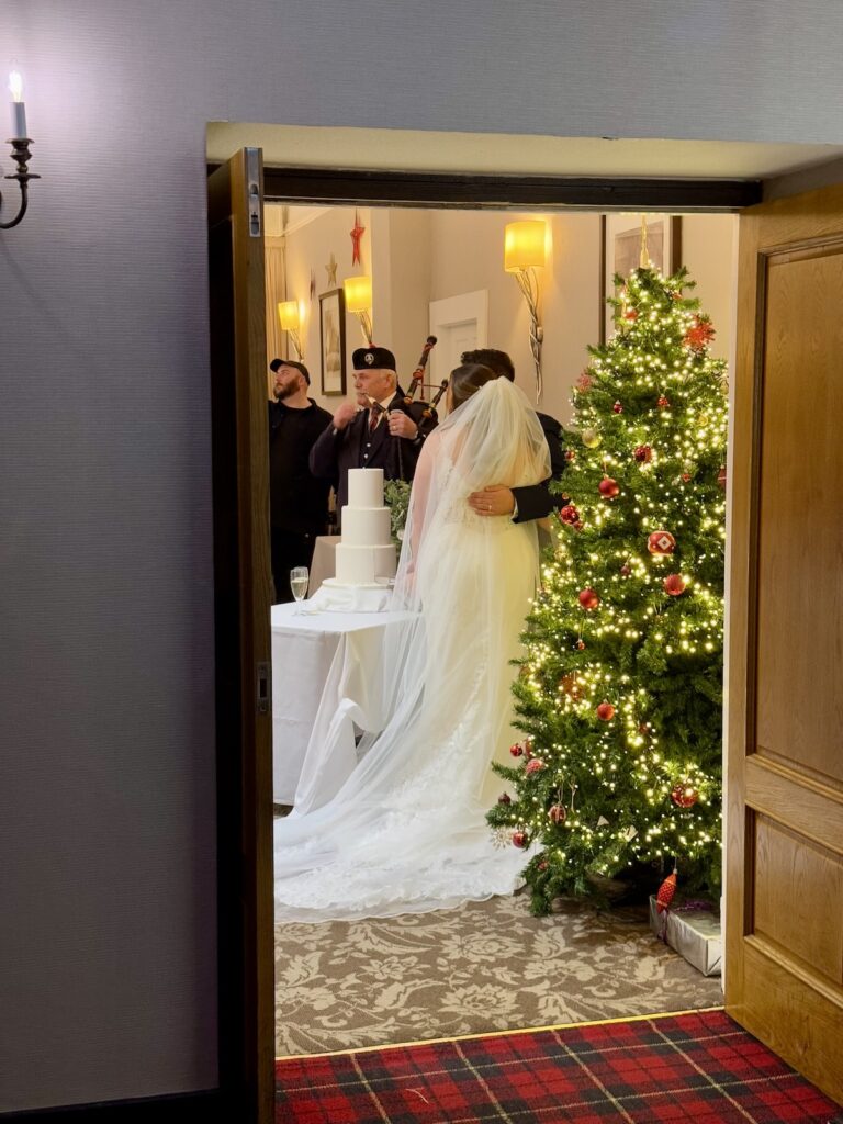 Bride and Groom at Sherbrooke Castle Hotel in Glasgow.